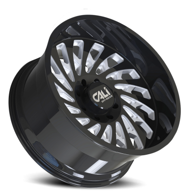 Cast Aluminum Wheels Switchback 9108 GB 20x9 Milled Spokes Gloss Black 5 On 139.7 Bolt Pattern 0 Offset Cali Offroad Wheels