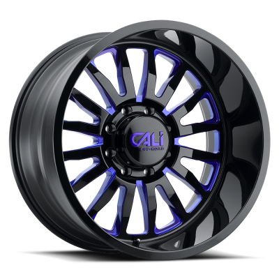 Cast Aluminum Wheels Summit 9110 GB-BL 20x12 Blue Milled Spokes Gloss Black 5 On 139.7 Bolt Pattern -51 Offset Cali Offroad Wheels