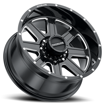 Aluminum Wheels 22x12 Hostage 940M Milled Gloss Black -44 Offset 8 on 165.1 Bolt Pattern 125.2 Bore Raceline