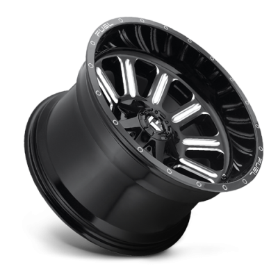 Aluminum Wheels 20X9 Hardline D620 5 On 114.3/5 On 127 Gloss Black/Milled 78.1 Bore 1 Offset Fuel Off Road Wheels