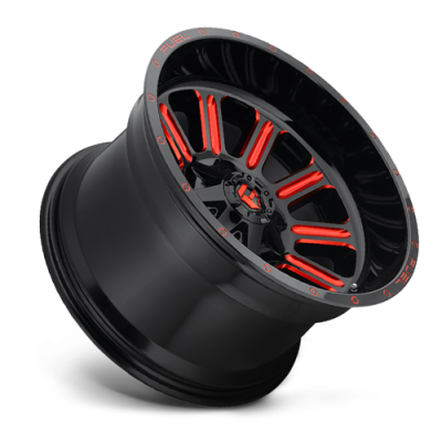 Aluminum Wheels 20X9 Hardline D621 5 On 114.3/5 On 127 Gloss Black/Candy Red 78.1 Bore 1 Offset Fuel Off Road Wheels