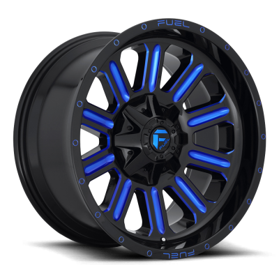 Aluminum Wheels 20X9 Hardline D646 5 On 139.7/5 On 150 Gloss Black/Candy Blue 110.3 Bore 1 Offset Fuel Off Road Wheels