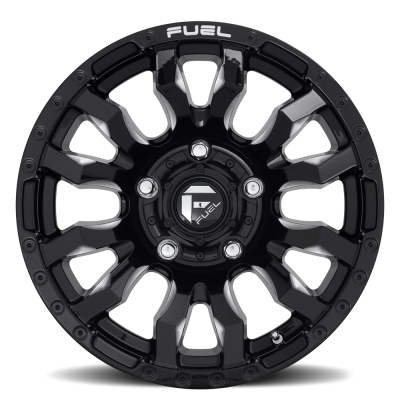 Aluminum Wheels 22X12 Blitz D673 5 On 127 Gloss Black Milled 71.5 Bore -44 Offset Multi Spoke Fuel Off Road Wheels