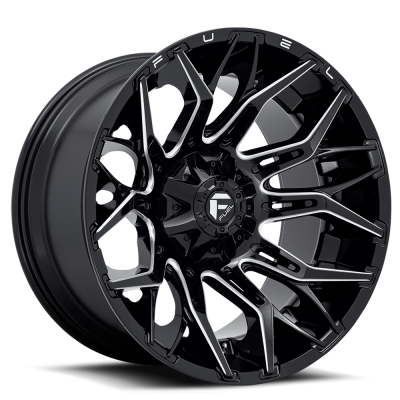 Aluminum Wheels 20X9 Twitch D769 5 On 114.3/5 On 127 Gloss Black/Milled 78 Bore 1 Offset Fuel Off Road Wheels