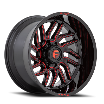 Aluminum Wheels 24X12 Hurricane D808 5 On 127 Gloss Black/Red Milled 71.5 Bore -44 Offset Fuel Off Road Wheels