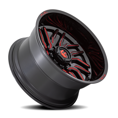 Aluminum Wheels 24X12 Hurricane D808 5 On 127 Gloss Black/Red Milled 71.5 Bore -44 Offset Fuel Off Road Wheels