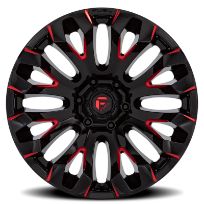 Aluminum Wheels 18X9 Quake D829 5 On 114.3 Gloss Black Milled Red 72.56 Bore 1 Offset Fuel Off Road Wheels