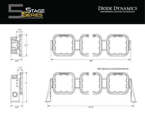 SS5 Pro Universal CrossLink 8-Pod Lightbar Yellow Driving Diode Dynamics