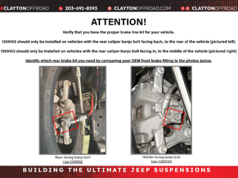Jeep Wrangler Rear Brake Lines 392 4Xe XR 2021+ JL Clayton Off Road