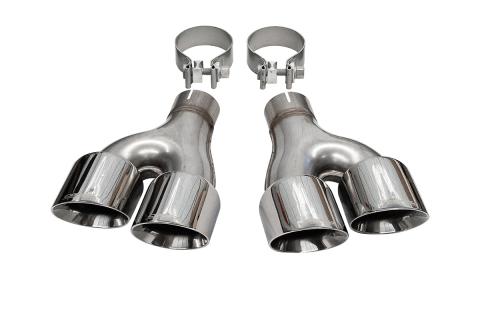 Twin 4.0 Inch Polished Pro-Series Tip Kit (Clamps Included) 11-21 Jeep Grand Cherokee Summit Edition Corsa Performance