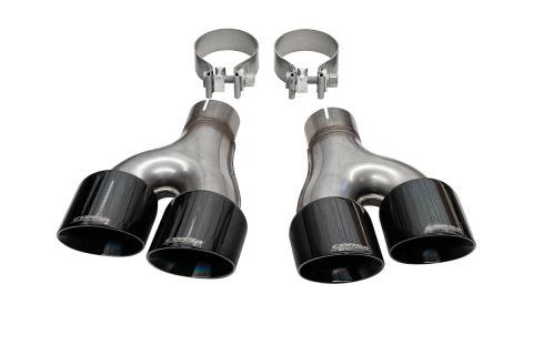 Twin 4.0 Inch Polished Black PVD Pro-Series Tip Kit (Clamps Included) 11-21 Jeep Grand Cherokee Summit Edition Corsa Performance