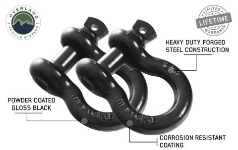 Recovery Shackle 19010201 3/4 4.75 Ton Black Sold In Pairs Overland Vehicle Systems