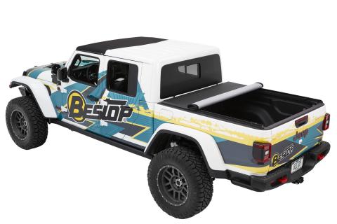 EZ-Roll Soft Tonneau Cover For Jeep 2020-2024 Gladiator 5.0 Foot Black Diamond Tailgate Spoiler Not Included Bestop