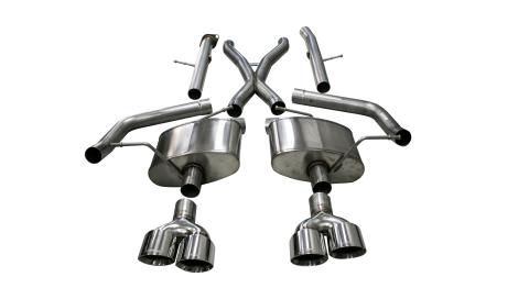 Grand Cherokee 2.75 Inch Cat-Back Dual Rear Exit 18-20 Grand Cherokee with Twin 4.5 Inch Polished Pro-Series Tips Xtreme Sound Level Corsa Performance