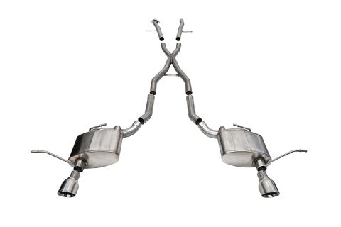 2.5 Inch Dual Rear Exit Cat-Back Exhaust System with Single 4.5 Inch Polished Pro-Series Tips 11-21 Jeep Grand Cherokee Corsa Performance