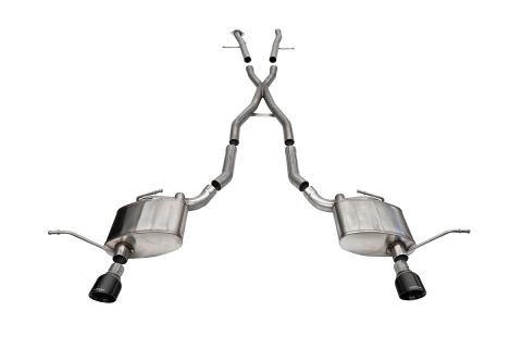 2.5 Inch Dual Rear Exit Cat-Back Exhaust System with Single 4.5 Inch Black PVD Pro-Series Tips 11-21 Jeep Grand Cherokee Corsa Performance