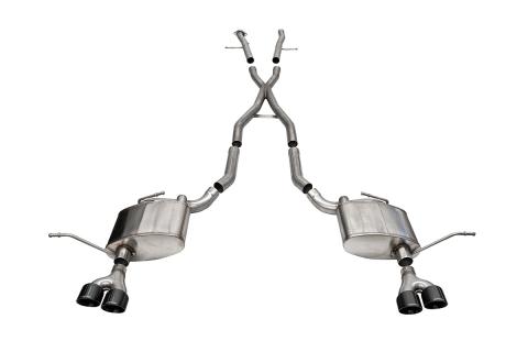 2.5 Inch Dual Rear Exit Cat-Back Exhaust System with Twin 4.0 Inch Black PVD Pro-Series Tips 14-21 Jeep Grand Cherokee Summit Edition Corsa Performance