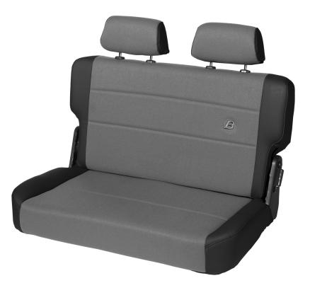 Jeep Rear Bench Seat Trailmax II Fold-N-Tumble Seat For Jeep 1955-1983 CJ5 Center Fabric Insert Black Denim Bestop