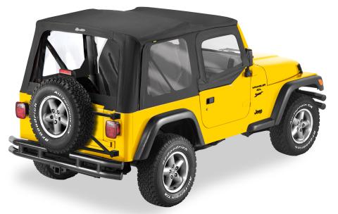 Replace-A-Top for OEM Hardware For Jeep 1997-2002 Wrangler TJ Clear Black Denim Door Skins Included Bestop