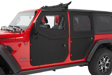 Jeep Doors Full 2-Piece Fabric Doors For Jeep 2020-2024 Gladiator Clear Vinyl Front Black Diamond Fabric Pair Bestop