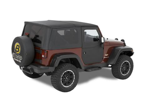 Jeep Doors Full 2-Piece Fabric Doors For Jeep 2007-2018 Wrangler JK Clear Vinyl Front Black Diamond Fabric Pair Bestop