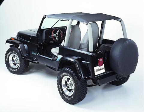 Jeep Wrangler Bikini Top Strapless Extended Safari Style Bikini Top For Jeep 1992-1995 Wrangler YJ Charcoal/Gray Bestop