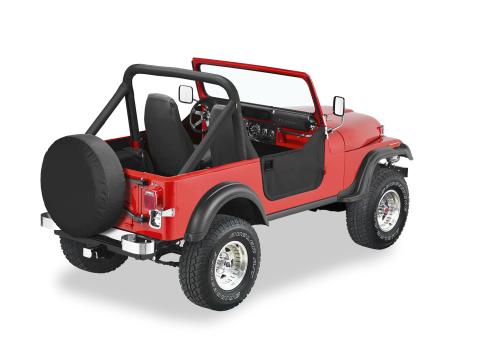 Lower Fabric Half Doors For Jeep 1976-1986 CJ7 W/Wedge Style Strikers With Wedge Style Strikers Black Crush Bestop