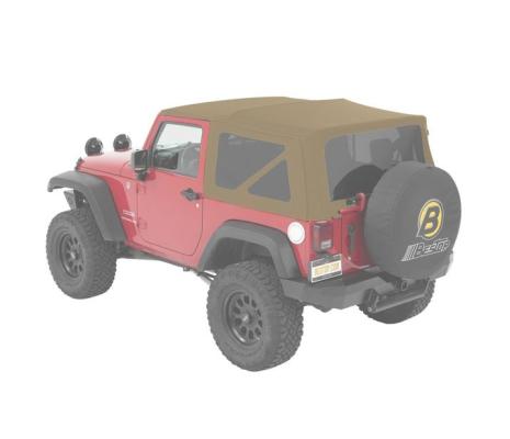Window Replacement Set For Jeep 2007-2018 Wrangler JK 2 Door Fits Supertop 54822 or Replace-A-Top 79846 Pebble Beige Twill Bestop