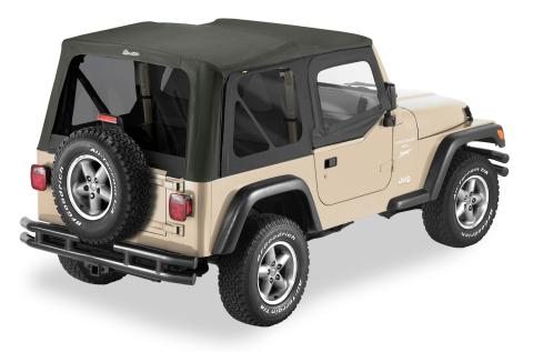 Replace-A-Top for OEM Hardware For Jeep 1997-2002 Wrangler TJ Tinted Black Sailcloth Upper Door Skins Included Bestop
