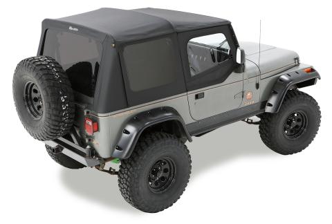 Replace-A-Top for OEM Hardware For Jeep 2003-2006 Wrangler TJ Tinted Black Diamond Sailcloth Upper Door Skins Included Bestop