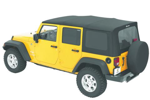 Replace-A-Top for OEM Hardware For Jeep 2010-2018 Wrangler JK 4 Door Tinted Black Diamond Sailcloth No Door Skins Included Bestop