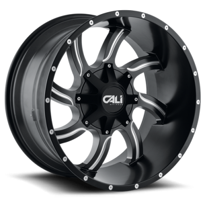 Cast Aluminum Wheels Twisted 9102 SB 22x12 Milled Spokes Satin Black 5 On 127/5 On139.7 Bolt Pattern -44 Offset Cali Offroad Wheels
