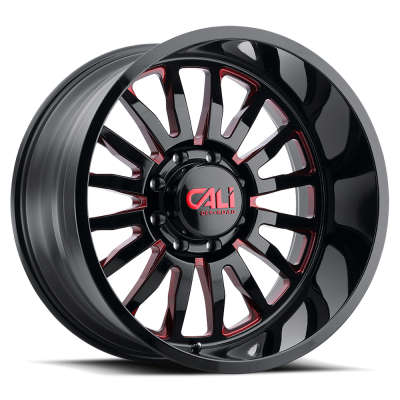 Cast Aluminum Wheels Summit 9110 GB-RD 20x10 Red Milled Spokes Gloss Black 5 On 127 Bolt Pattern -25 Offset Cali Offroad Wheels