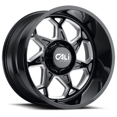 Cast Aluminum Wheels Sevenfold 9111 GB 20x12 Milled Spokes Gloss Black 6 On 135 Bolt Pattern -51 Offset Cali Offroad Wheels
