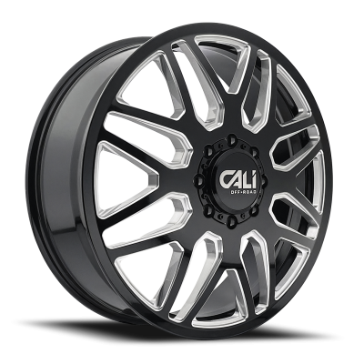 Dually Wheels Invader Dually 9115D GB-M 24x8.25 Milled Spokes Gloss Black 8 On 165.1 Bolt Pattern 115 Offset Cali Offroad Wheels
