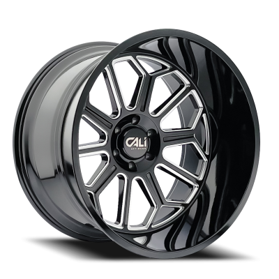 Cast Aluminum Wheels Auburn 9117 BM 20x10 Milled Gloss Black 5 On 127 Bolt Pattern -25 Offset Cali Offroad Wheels