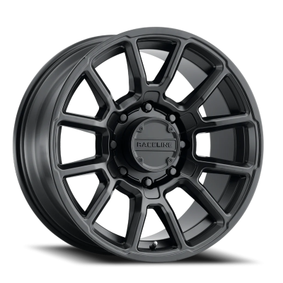 Aluminum Wheels 18x9 Gauge 950B Satin Black Multi Spoke 0 Offset 8 on 165.1 Bolt Pattern 125.2 Bore Raceline