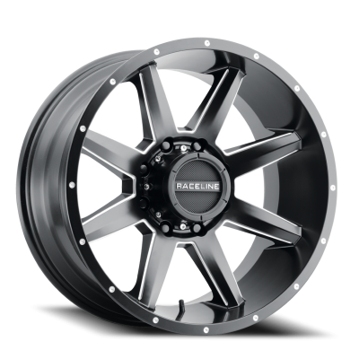 Aluminum Wheels 17x8.5 Stryker 954M Milled-Dimples Satin Black 0 Offset 8 on 165.1 Bolt Pattern 125.2 Bore Raceline