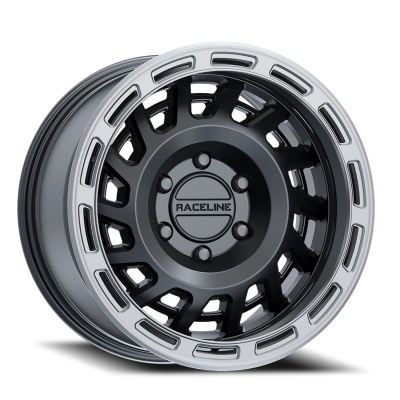 Aluminum Wheels 17x9 Halo 957BS Satin Black Silver Ring -12 Offset 5 on 127 Bolt Pattern 78.1 Bore Raceline