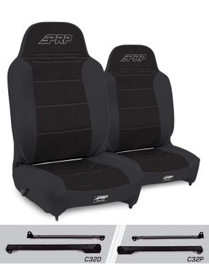Enduro High Back Reclining Suspension Seats Kit for Jeep Wrangler CJ7/YJ Pair Black PRP Seats