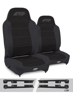 Enduro High Back Reclining Suspension Seats Kit for Jeep Wrangler JK/JKU Pair Black PRP Seats