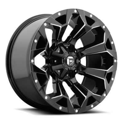 Aluminum Wheels 20X10 Assault D576 5 On 114.3/5 On 127 Gloss Black/Milled 78.1 Bore -18 Offset 8 Spoke 49 Lbs Fuel Off Road Wheels