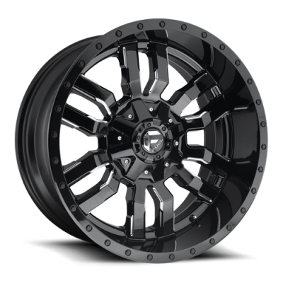 Aluminum Wheels 20X9 Sledge D595 5 On 114.3/5 On 127 Gloss Black/Milled 78.1 Bore 1 Offset 40 Lbs Fuel Off Road Wheels