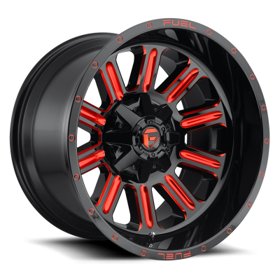 Aluminum Wheels 18X9 Hardline D621 5 On 114.3/5 On 127 Gloss Black/Candy Red 78.1 Bore 1 Offset Fuel Off Road Wheels