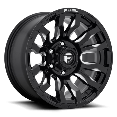 Aluminum Wheels 22X10 Blitz D673 6 On 135 Gloss Black Milled 87.1 Bore -18 Offset Multi Spoke Fuel Off Road Wheels