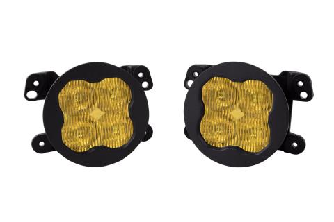 SS3 LED Fog Light Kit for 2014-2017 Jeep Cherokee Yellow SAE Fog Pro w/ Backlight Type M Bracket Kit Diode Dynamics
