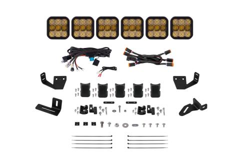SS5 6-Pod CrossLink Mounting Kit for Prinsu/Sherpa Roof Racks, Pro Yellow Combo Diode Dynamics