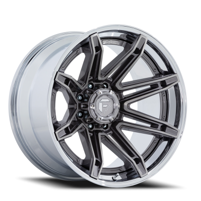 Aluminum Wheels 22X10 Brawl FC401AP 6 On 135 Platinum Silver Chrome Lip 87.1 Bore -18 Offset Fuel Off Road Wheels