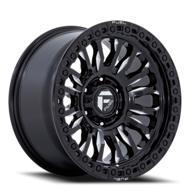 Aluminum Wheels 17X9 Rincon SBL FC857BE 5 On 127 Gloss Black Milled 71.5 Bore 1 Offset Fuel Off Road Wheels
