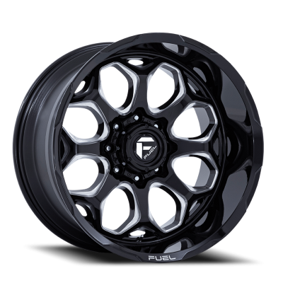 Aluminum Wheels 22X12 Scepter FC862 BE 5 On 127 Gloss Black Milled 71.5 Bore -44 Offset Fuel Off Road Wheels